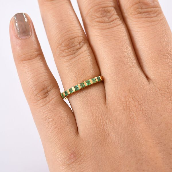 Kagem sambischer Smaragd Ring, 925 Silber 750 Gelbgold Vermeil - 0,39 ct. image number 3
