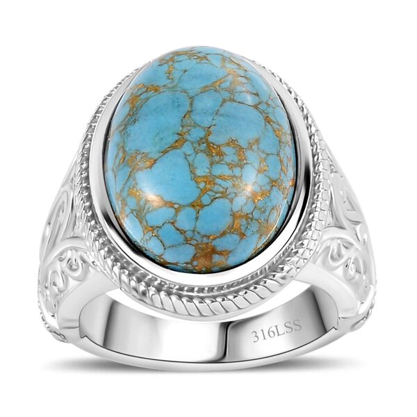 Blauer T&uuml;rkis Ring, 316L Edelstahl (Gr&ouml;&szlig;e 18.00) ca. 9.97 ct image number 4