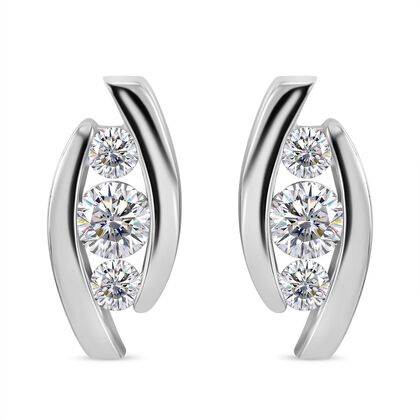 Wei&szlig;er Zirkonia Ohrringe 925 Silber rhodiniert