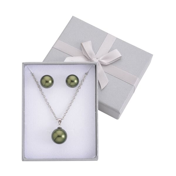 2er Set, Grüne Muschelperlen-Anhänger mit 50 cm Kette und Ohrringe- 45 Ct. image number 7