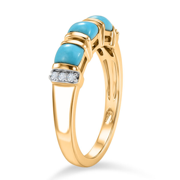 D'Joy Sleeping Beauty T&uuml;rkis, Wei&szlig;er Zirkon Ring 925 Silber 750 Vergoldet (Gr&ouml;&szlig;e 21.00) ca. 1,04 ct image number 4