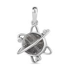 Meteorit, Weißer Zirkon Anhänger 925 Silber platiniert ca. 6,23 ct.