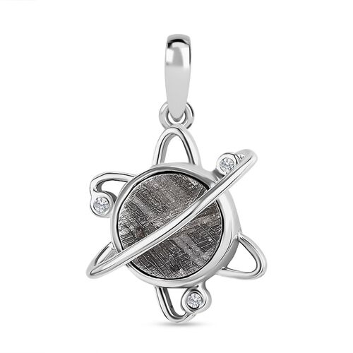 Meteorit, Weißer Zirkon Anhänger 925 Silber platiniert ca. 6,23 ct. image number 0