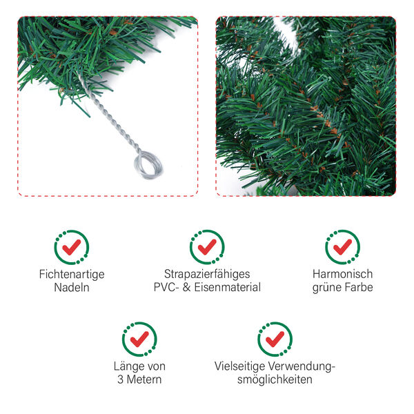 Weihnachten Girlande Pflanze Rattan,  Grün image number 5