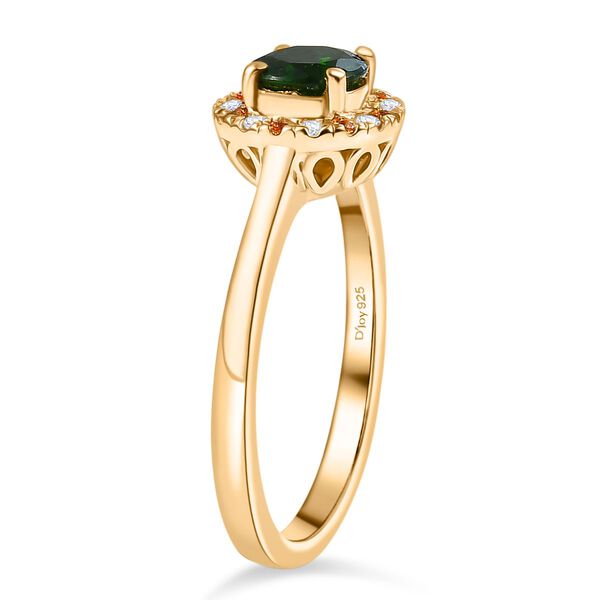 Natürlicher Chromdiopsid, Gelber Saphir, Moissanit Ring 925 Silber 750 Gelbgold Vermeil (Größe 20.00) ca. 1.03 ct image number 5