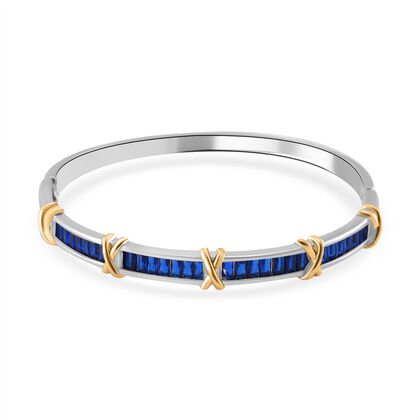 Blauer Zirkonia Armreif ca. 19 cm, bicolor