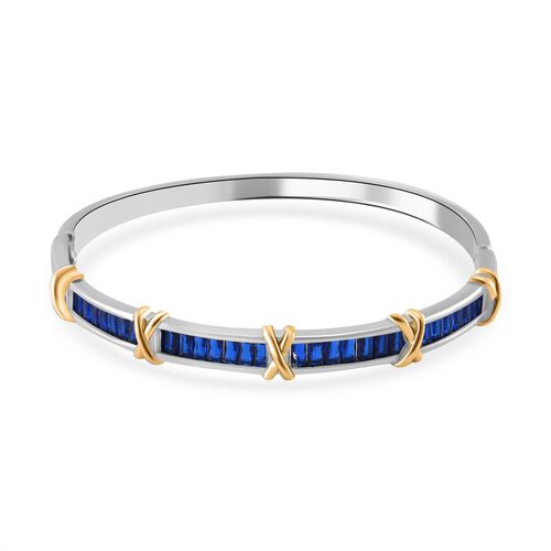 Blauer Zirkonia Armreif ca. 19 cm, bicolor image number 0