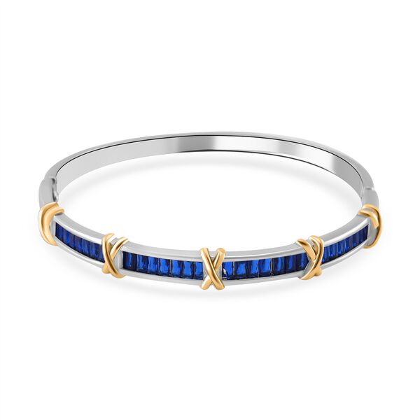 Blauer Zirkonia Armreif ca. 19 cm, bicolor image number 0