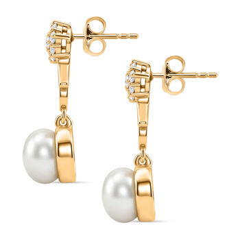 EVER TRUE S&uuml;&szlig;wasser Perle (8.5-9 mm), Wei&szlig;er Zirkon Ohrringe Nickelfreies Messing