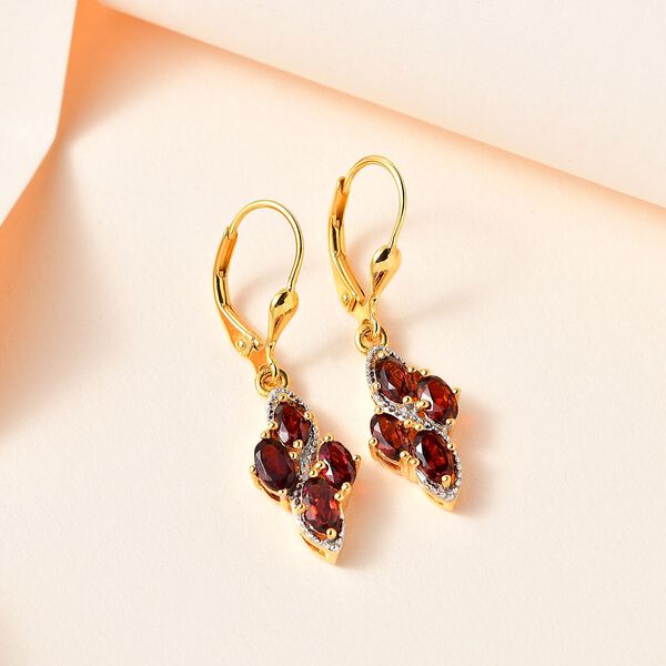 Mosambik Granat Ohrringe 925 Silber Gelbgold Vermeil ca. 2,42 ct. image number 2