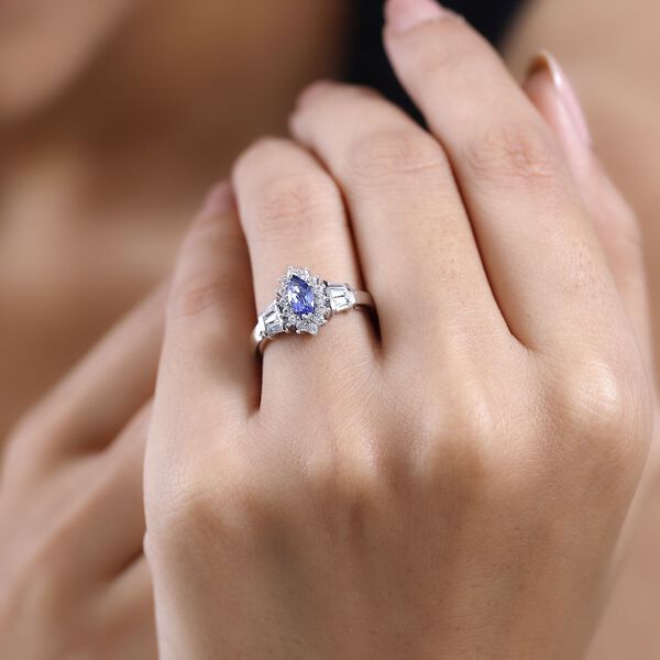 AAA Tansanit und Zirkon Ring - 1,13 ct. image number 3