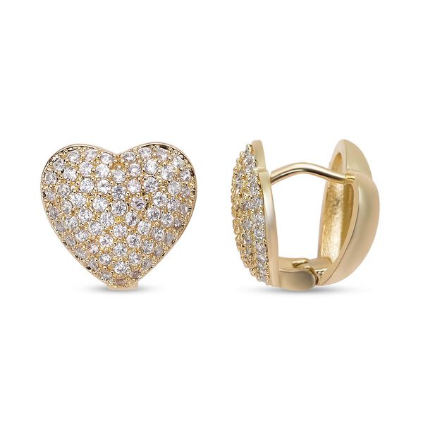 Simulierte Diamant-Herz-Ohrstecker in Goldton, 1,00 ct. image number 4