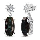 Farbwechsel-Alexandrit-Quarz-Triplette, Weißer Zirkon Ohrringe 925 Silber rhodiniert ca. 5.08 ct