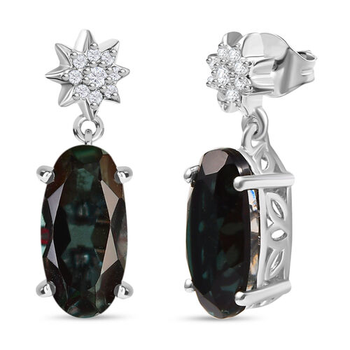 Alexandrit Triplett Quarz und Zirkon Ohrringe - 5 ct. image number 0