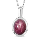 Sternrubin-Anhänger mit Kette ca. 50 cm, 925 Silber platiniert ca. 5,15 ct