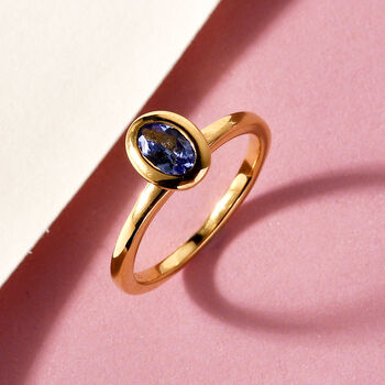 Tansanit Solit&auml;r Ring 925 Silber vergoldet  ca. 0,45 ct