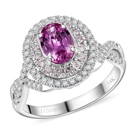 LUXORO zertifiziert und gepr&uuml;ft AAA Rosa Saphir, Rosa und wei&szlig;er Diamant Ring in 585 Wei&szlig;gold - 1,85 ct.