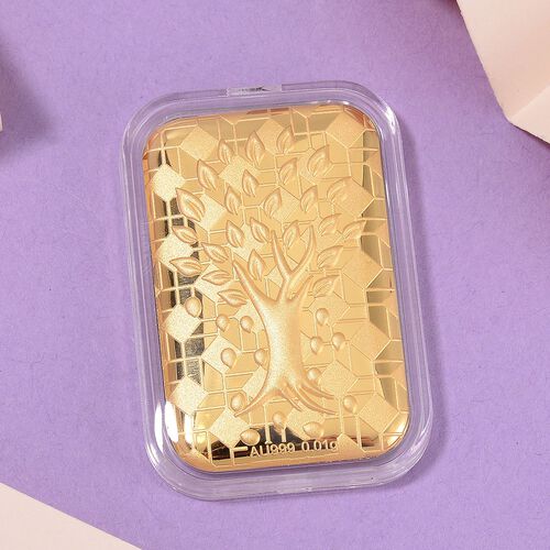 Gold-Barren mit Lebensbaum-Motiv in 999 Gold image number 1