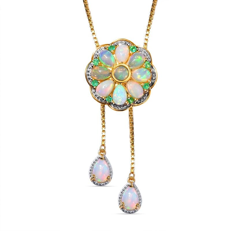 GP Italian Garden Kollektion - äthiopische Welo Opal, Smaragd und Kanchanaburi blaue Saphir-Halskette, 45 cm image number 0