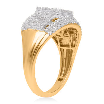 Wei&szlig;er Diamant Ring, 925 Silber Gelbgold Vermeil, (Gr&ouml;&szlig;e 17.00) ca. 1.00 ct