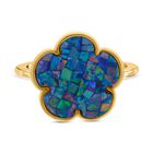 Mosaik-Opal Ring in Blumenform, 925 Silber Gelbgold Vermeil (Größe 16.00) ca. 2.90 ct