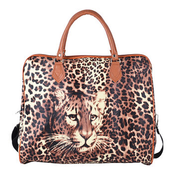 Reisetasche mit Leopardenmuster, Gr&ouml;&szlig;e 43x20x38 cm, Braun