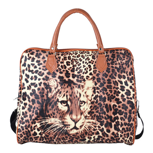 Reisetasche mit Leopardenmuster, Gr&ouml;&szlig;e 43x20x38 cm, Braun