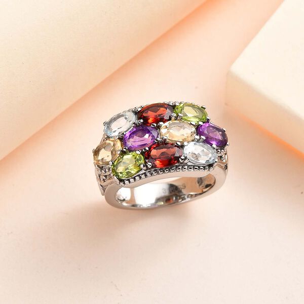 Mehrfarbiger Ring, Edelstahl (Gr&ouml;&szlig;e 17.00) ca. 4.77 ct image number 2