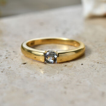 D'Joy Gr&uuml;ner Tansanit Ring 925 Silber 750 Vergoldet (Gr&ouml;&szlig;e 17.00) ca. 0,28 ct