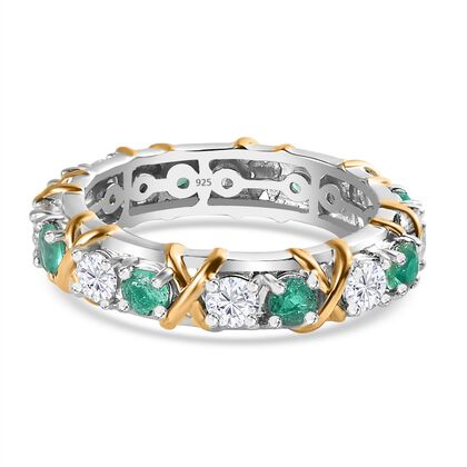 Moissanit, Smaragd Ring 925 Silber Zweifarbige Beschichtung (Gr&ouml;&szlig;e 21.00) ca. 1,72 ct