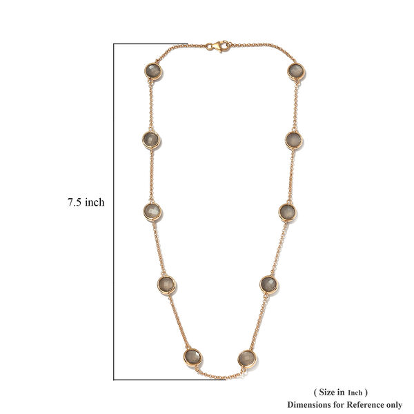 Grauer Mondstein Halskette 45 cm 925 Silber vergoldet ca. 20,07 ct image number 5