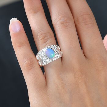 Nat&uuml;rlicher, &auml;thiopischer Welo Opal Ring 925 Silber (Gr&ouml;&szlig;e 19.00) ca. 1,30 ct