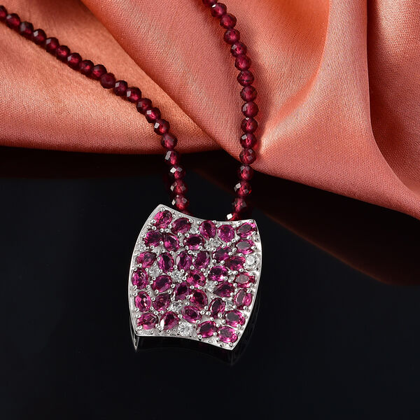 D'Joy nat&uuml;rlicher Rhodolith Granat und Zirkon Anh&auml;nger mit 50cm Kette - 51,52 ct. image number 1