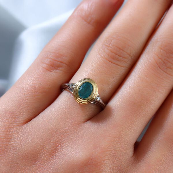 Grandidierit und Zirkon-Ring, 925 Silber Bicolor  ca. 0,83 ct image number 3