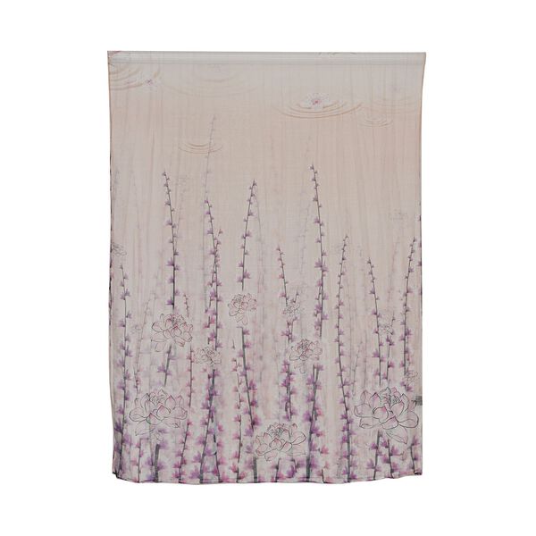 LA MAREY - Luxuriöser Floral-Print Schal, Merinowolle und Maulbeerseide, beige image number 2