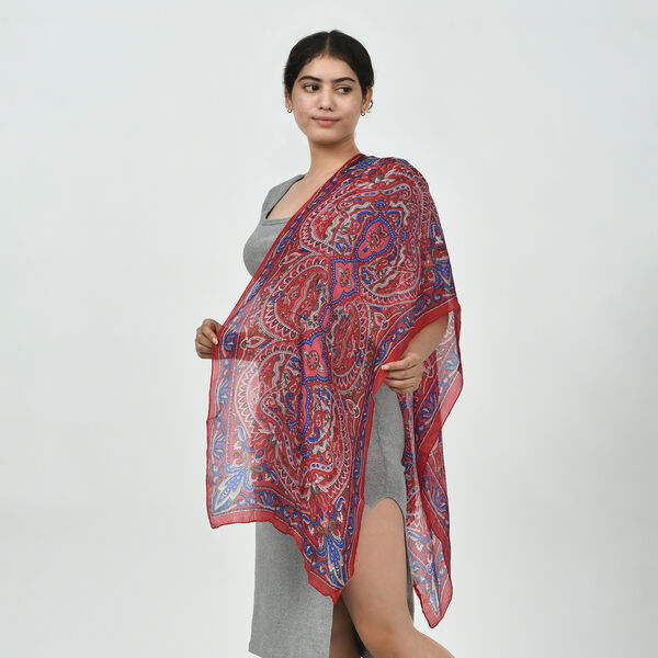 Eleganter Schal aus 100% Seide, Rot image number 2