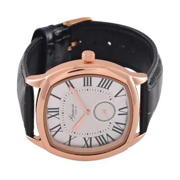 GENOA Limitierte Auflage Miyota Japanese Movement Uhr mit Echtlederarmband - Schwarz image number 5