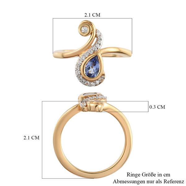 Tansanit und Zirkon Ring 925 Silber vergoldet  ca. 0,65 ct image number 7