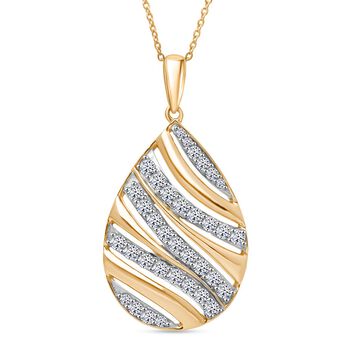 LUXURIANT DIAMOND - Lab Grown Diamant SI-GH Anh&auml;nger mit Kette ca. 50 cm, 925 Silber 750 Gelbgold Vermeil ca. 1,00 ct.