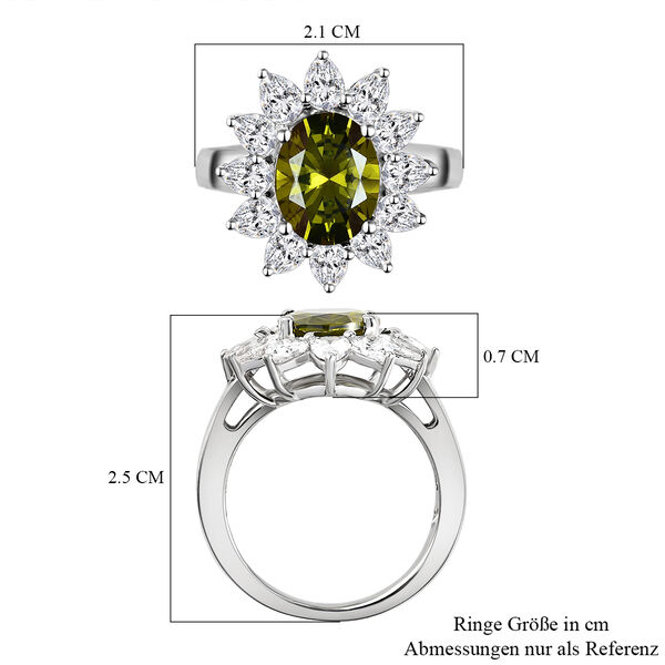 Peridot farbener Zirkonia und wei&szlig;er Zirkonia-Ring, reines, Ionenbeschichtetes Messing  ca. 7,21 ct image number 7