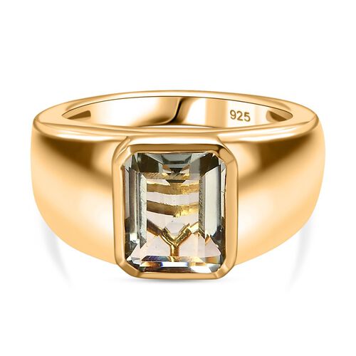 Prasiolith Ring, 925 Silber Gelbgold Vermeil (Größe 16.00) ca. 2.46 ct image number 0