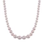 Weiße Muschelkernperle (8-12 mm), Weiße Kristall Halskette ca. 45 cm+5 cm Extender, Reiner Edelstahl