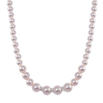 Wei&szlig;e Muschelkernperlen und wei&szlig;e Kristall, 45+5 cm