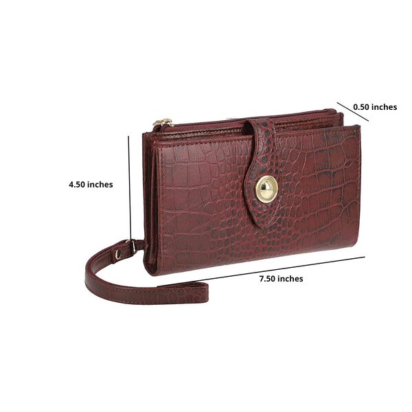 Echtleder Brieftasche mit Kroko-Prägung und RFID-Schutz, weinfarben image number 3