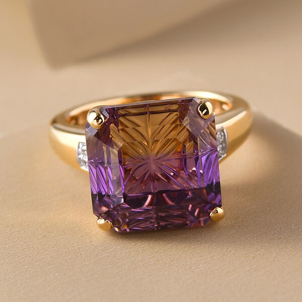 Exklusives Angebot - Premium Ametrin und wei&szlig;er Zirkon-Ring, 925 Silber vergoldet  ca. 8,77 ct image number 2