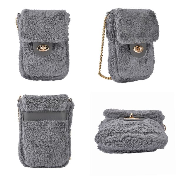 Kunstfell Crossbody-Tasche, grau image number 4