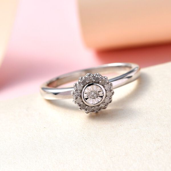Diamant Ring, 925 Silber platiniert (Größe 20.00) ca. 0.10 ct image number 1