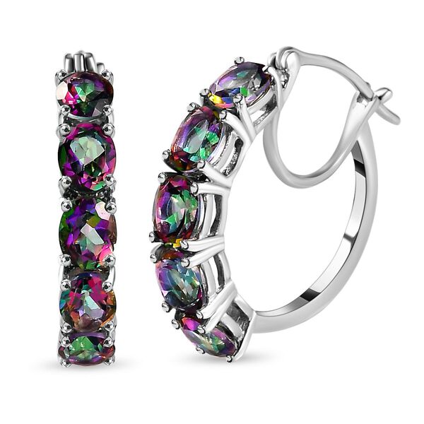 Nordlicht Mystik Topas Creolen, 925 Silber platiniert ca. 4.66 ct