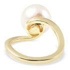 Weiße Edison Perle Solitär Ring 925 Silber Gelbgold-Überzug image number 5