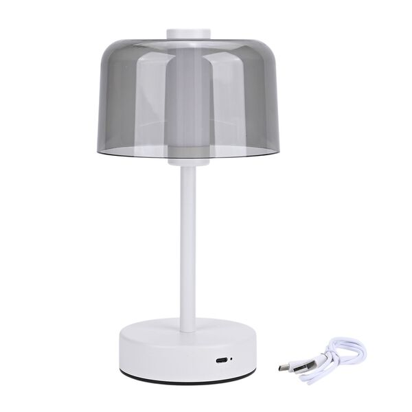 LIVEMORE Transparente Pilz-Tischlampe, kabellos, wiederaufladbar, 3 Lichtfarben, Smart Touch, Weiß image number 6
